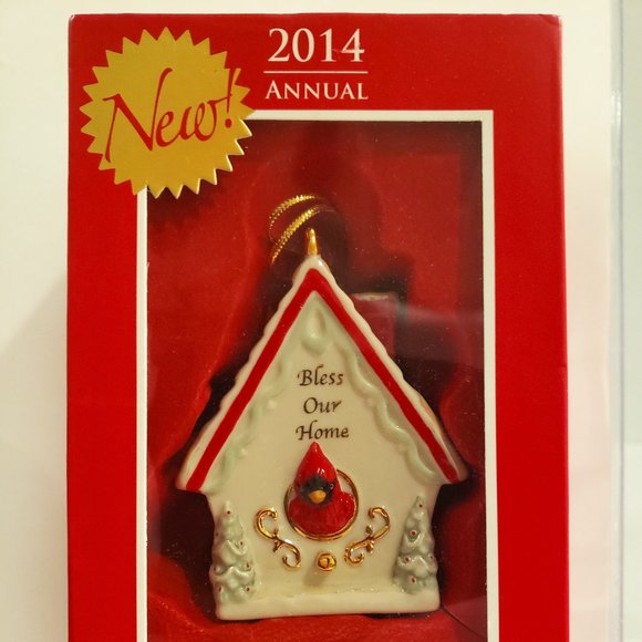 CHRISTMAS ORNAMENT by LENOX - "BLESS OUR HOME BIRDHOUSE" - AMERICAN BY DESIGN - Picture 1 of 16